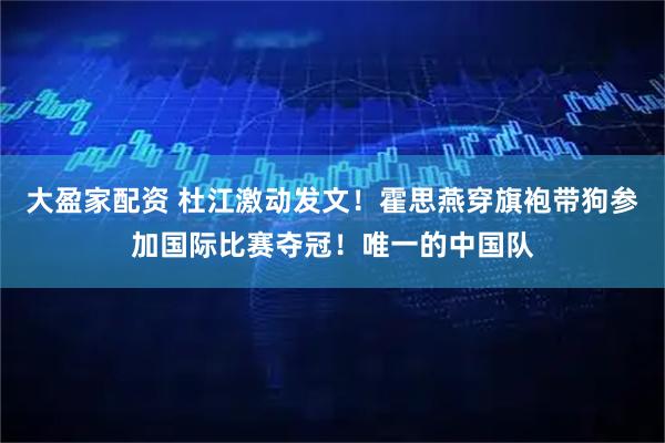 大盈家配资 杜江激动发文！霍思燕穿旗袍带狗参加国际比赛夺冠！唯一的中国队